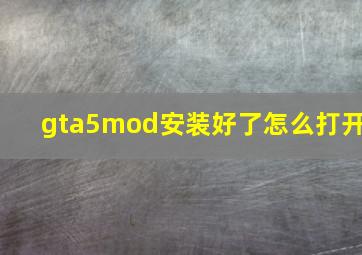 gta5mod安装好了怎么打开