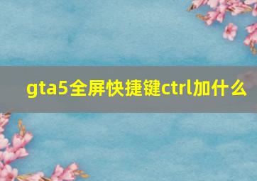 gta5全屏快捷键ctrl加什么