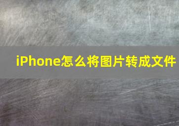 iPhone怎么将图片转成文件