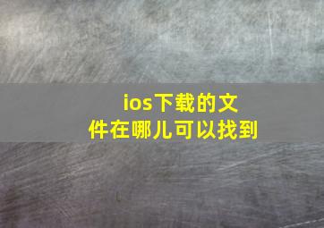 ios下载的文件在哪儿可以找到