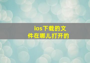 ios下载的文件在哪儿打开的