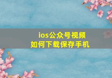 ios公众号视频如何下载保存手机