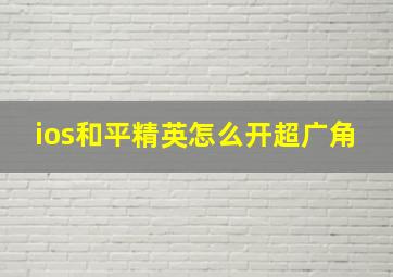 ios和平精英怎么开超广角