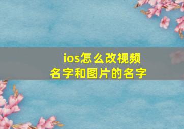 ios怎么改视频名字和图片的名字