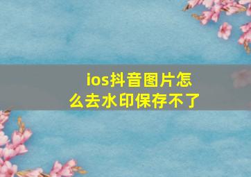 ios抖音图片怎么去水印保存不了