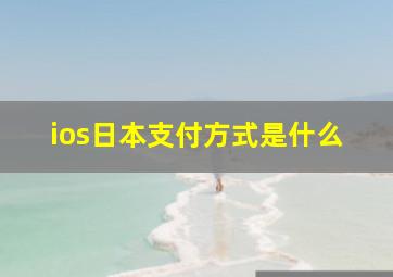 ios日本支付方式是什么