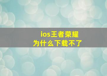 ios王者荣耀为什么下载不了