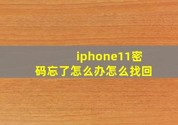 iphone11密码忘了怎么办怎么找回