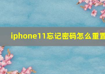 iphone11忘记密码怎么重置