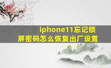 iphone11忘记锁屏密码怎么恢复出厂设置