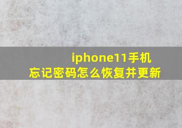 iphone11手机忘记密码怎么恢复并更新