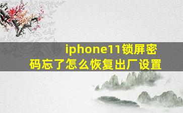 iphone11锁屏密码忘了怎么恢复出厂设置