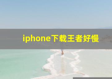 iphone下载王者好慢