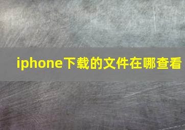 iphone下载的文件在哪查看