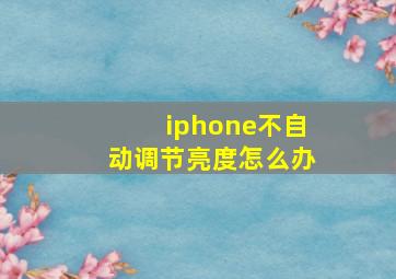 iphone不自动调节亮度怎么办