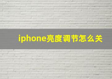 iphone亮度调节怎么关