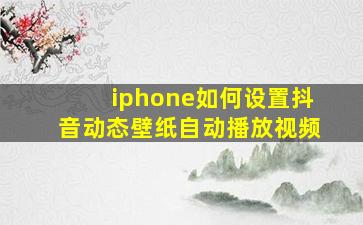 iphone如何设置抖音动态壁纸自动播放视频