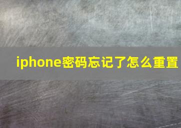 iphone密码忘记了怎么重置