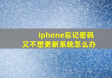 iphone忘记密码又不想更新系统怎么办