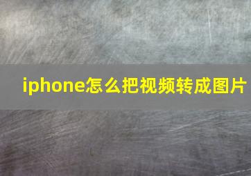 iphone怎么把视频转成图片