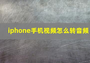 iphone手机视频怎么转音频