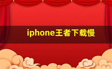 iphone王者下载慢