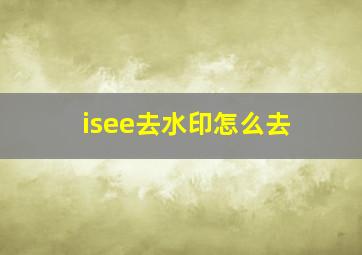 isee去水印怎么去