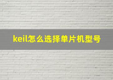 keil怎么选择单片机型号