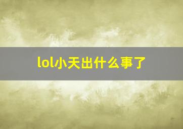 lol小天出什么事了