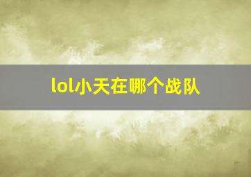 lol小天在哪个战队