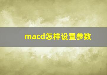 macd怎样设置参数