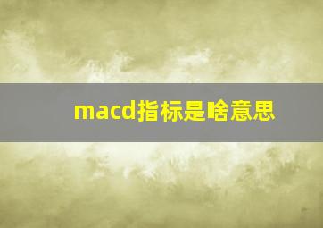 macd指标是啥意思