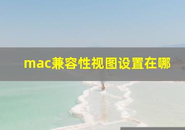 mac兼容性视图设置在哪