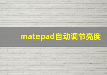 matepad自动调节亮度