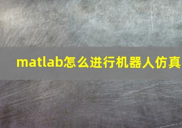 matlab怎么进行机器人仿真