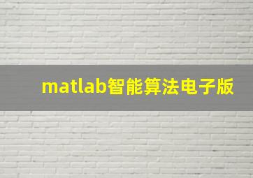 matlab智能算法电子版