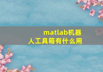 matlab机器人工具箱有什么用