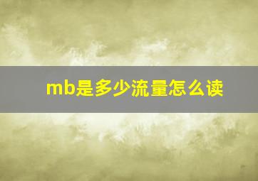 mb是多少流量怎么读