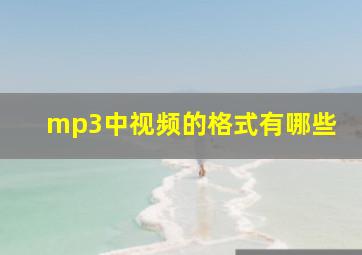 mp3中视频的格式有哪些