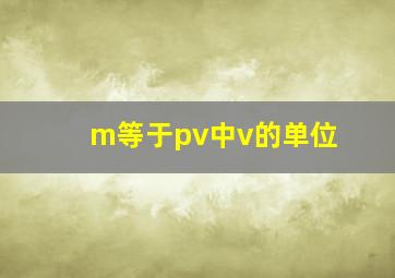 m等于pv中v的单位