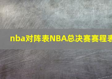 nba对阵表NBA总决赛赛程表