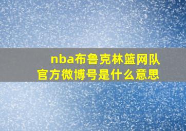 nba布鲁克林篮网队官方微博号是什么意思