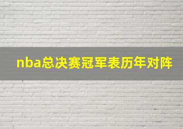 nba总决赛冠军表历年对阵