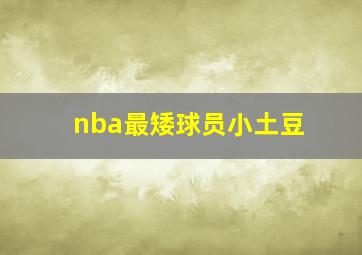 nba最矮球员小土豆