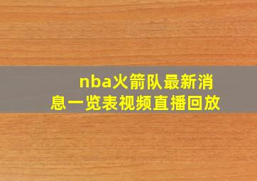 nba火箭队最新消息一览表视频直播回放