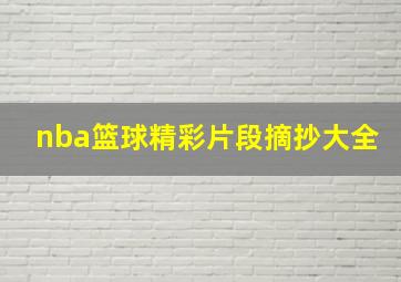 nba篮球精彩片段摘抄大全