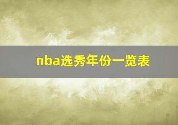 nba选秀年份一览表