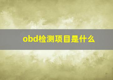 obd检测项目是什么