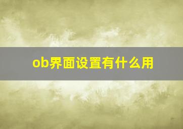 ob界面设置有什么用