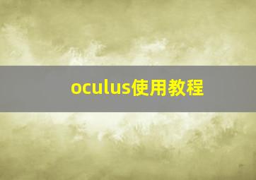 oculus使用教程